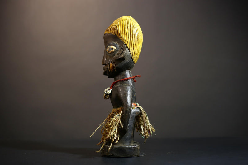 African Yoruba Tribal Art Sculpture | Handmade Figures from Nigeria | Unique Cultural Decor for Home | Artisan Craftsmanship -G4886