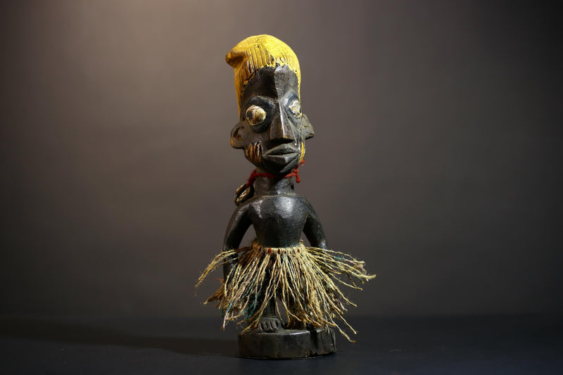 African Yoruba Tribal Art Sculpture | Handmade Figures from Nigeria | Unique Cultural Decor for Home | Artisan Craftsmanship -G4886