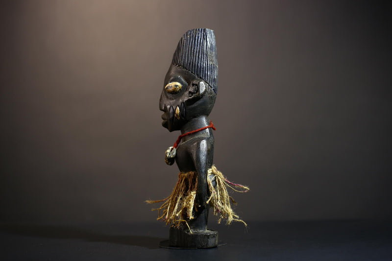 African Songo Tribal Figure Sculptures | Vintage Wooden Art from Angola | Unique Female Statue for Home Decor | Artisan Craft-G4885