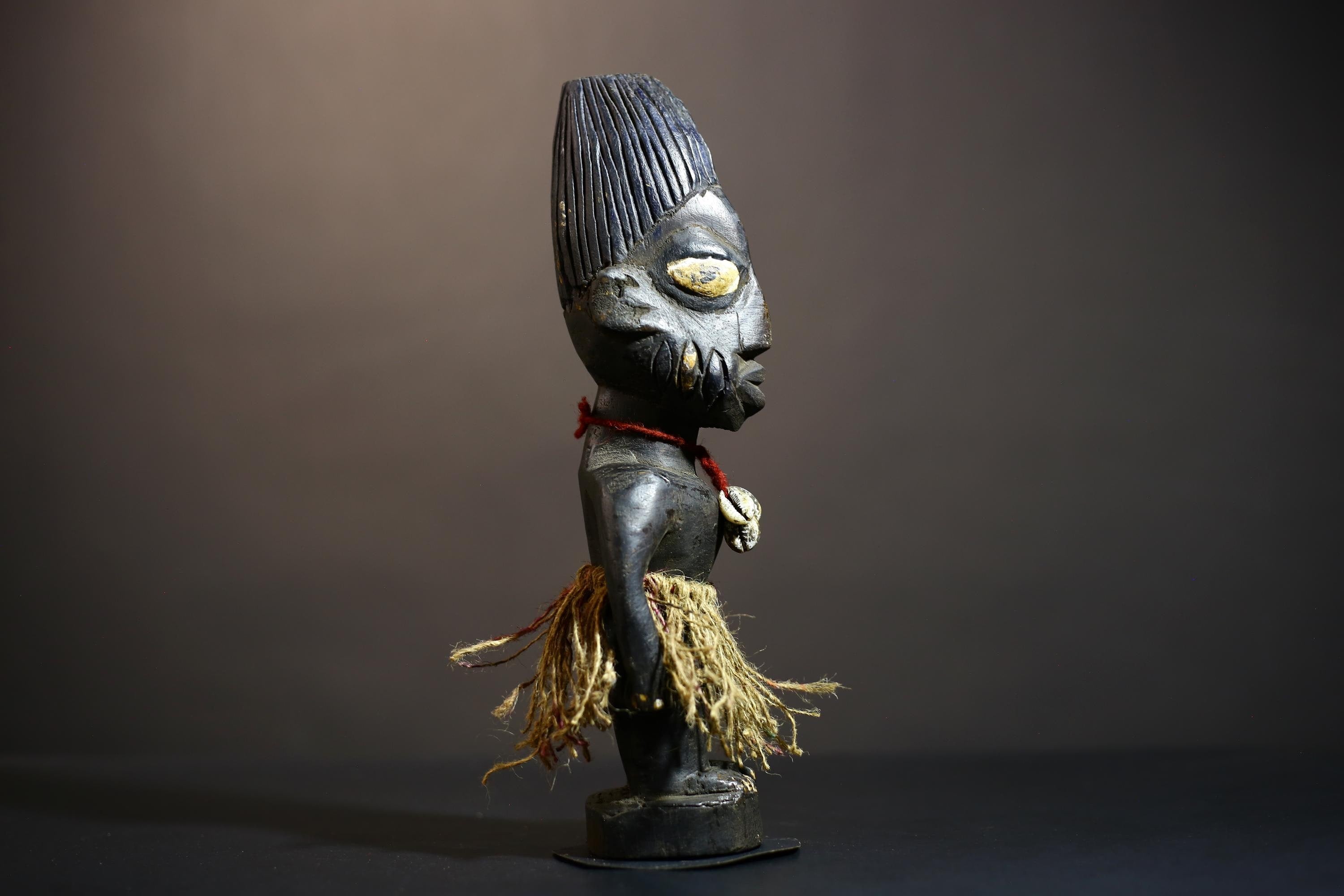 African Songo Tribal Figure Sculptures | Vintage Wooden Art from Angola | Unique Female Statue for Home Decor | Artisan Craft-G4885