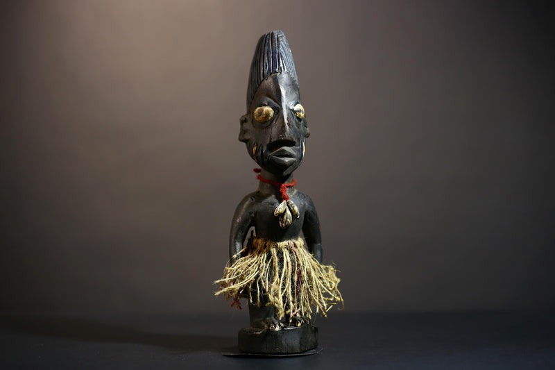 African Songo Tribal Figure Sculptures | Vintage Wooden Art from Angola | Unique Female Statue for Home Decor | Artisan Craft-G4885