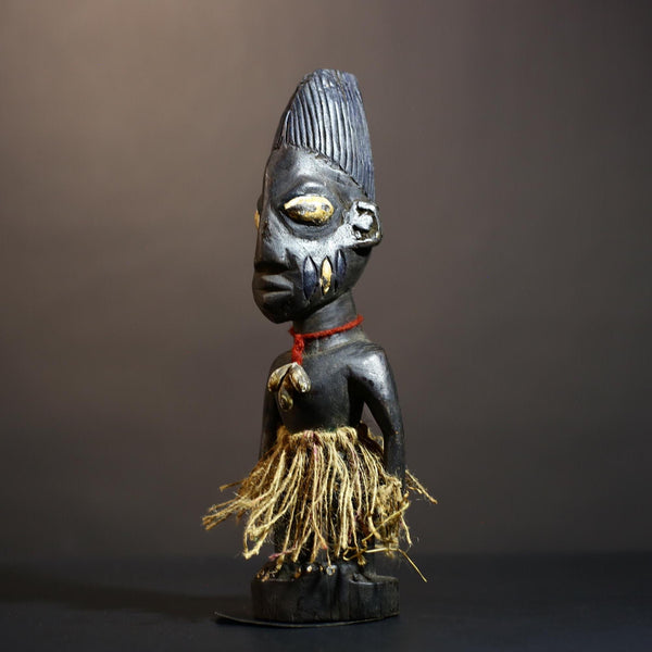 African Songo Tribal Figure Sculptures | Vintage Wooden Art from Angola | Unique Female Statue for Home Decor | Artisan Craft-G4885