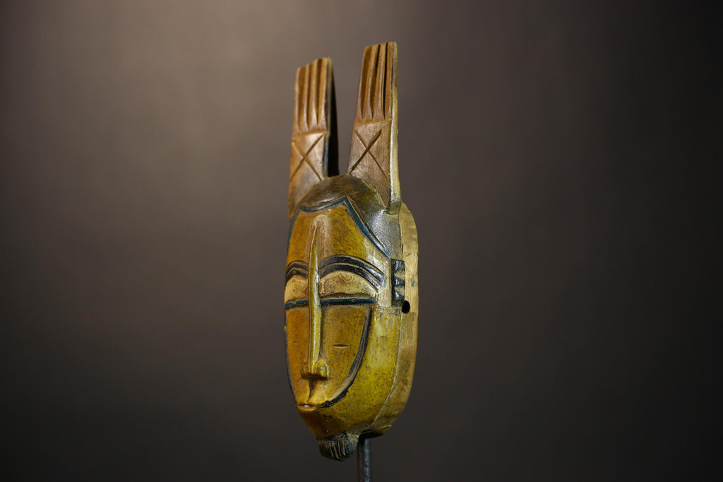 African Figure | Wooden Carved Guro Art | Antique Tribal Mask Decor | Unique Decorative Piece | Ethnic Wall Accent | Cultural Art Piece-9209