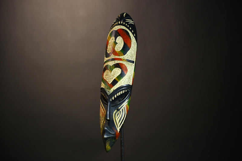 African Wooden Mask | Unique Wall Decor | Tribal Face Art | Handmade Wall Hanging | Ethnic Home Accent | Cultural Art Piece-7938