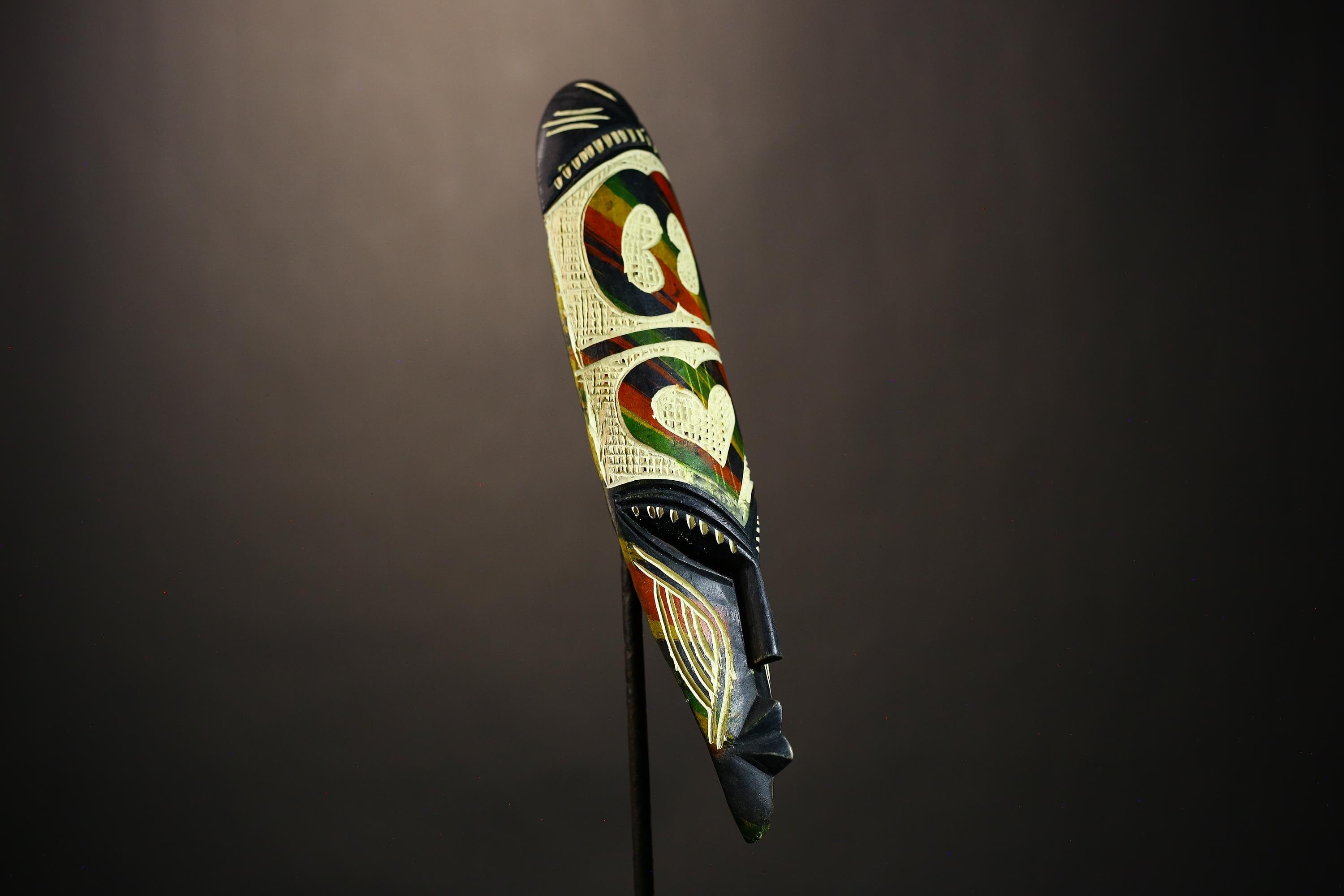 African Wooden Mask | Unique Wall Decor | Tribal Face Art | Handmade Wall Hanging | Ethnic Home Accent | Cultural Art Piece-7938