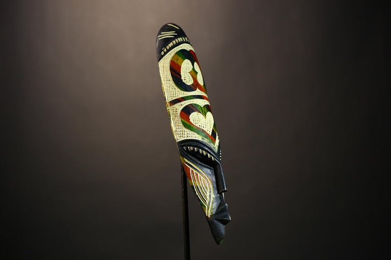 African Wooden Mask | Unique Wall Decor | Tribal Face Art | Handmade Wall Hanging | Ethnic Home Accent | Cultural Art Piece-7938