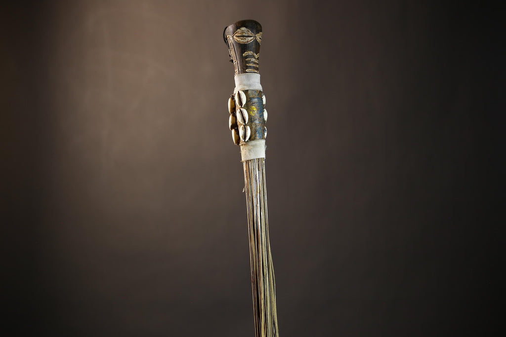 African Handmade Fly Whisk - Authentic Tribal Wall Art for Unique Home Decor and Cultural Display-G4902