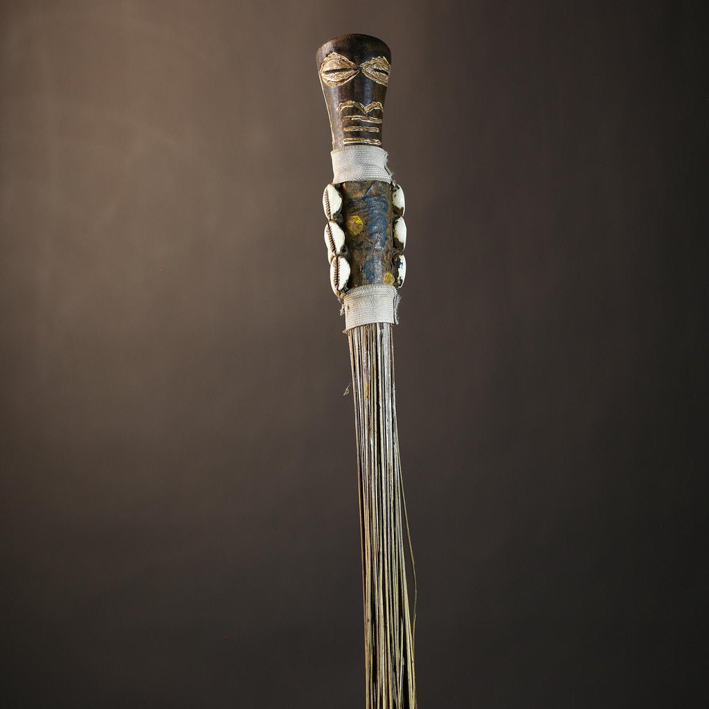 African Handmade Fly Whisk - Authentic Tribal Wall Art for Unique Home Decor and Cultural Display-G4902