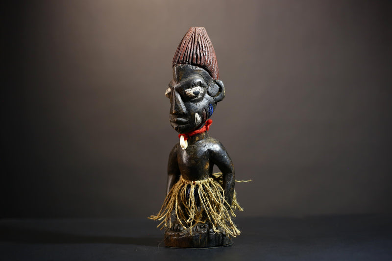 African Yoruba Tribal Figures - Unique Handcrafted Sculptures from Nigeria for Home Decor-G4897