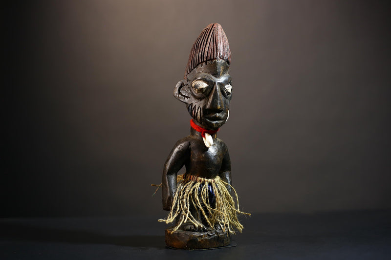 African Yoruba Tribal Figures - Unique Handcrafted Sculptures from Nigeria for Home Decor-G4897