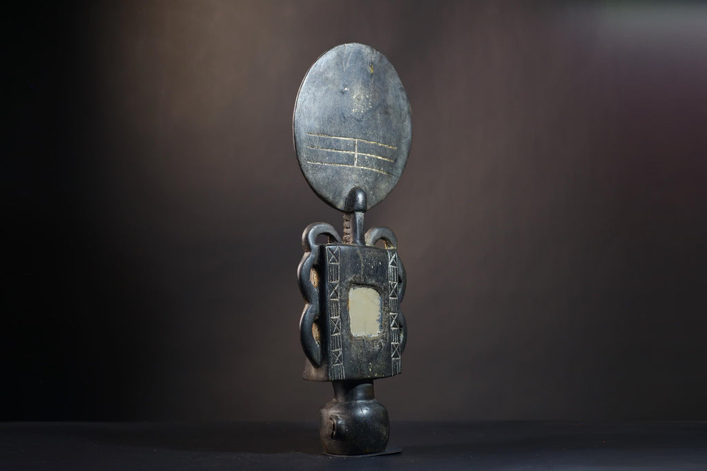 African Tribal Art | Akua'ba Fertility Doll | Ashanti Hand-Carved Figure | Wooden Sculpture | Mirror Decor Accent-G4735