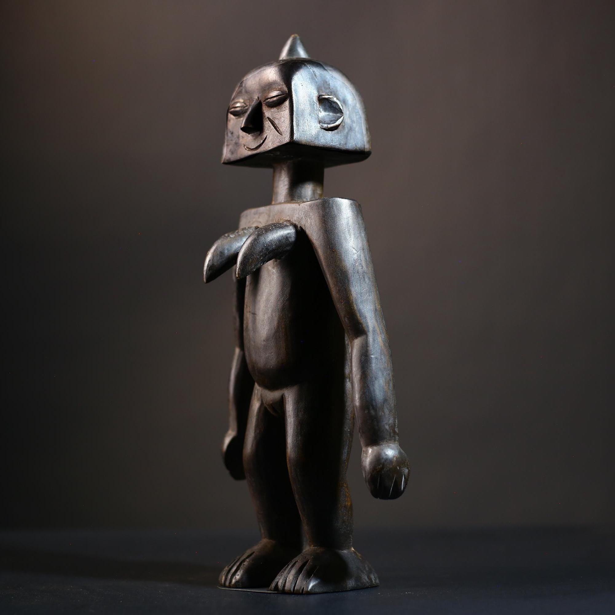 African Songo Decor Figure | Vintage Tribal Wood Art | Unique Female Statue Sculpture | Angola Ethnic Collectible Gift-G4734