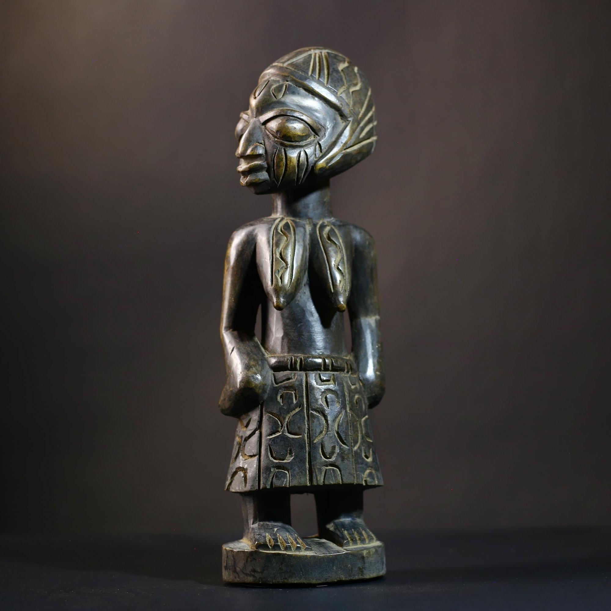 African Bamana Figure | Vintage Mali Art | Hand-Carved Wood Sculpture | Unique Tribal Decor | Ethnic Home Accent-G4732