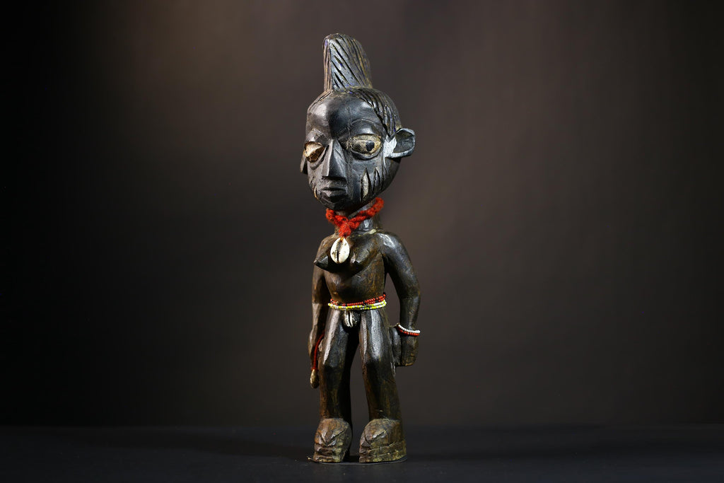 African Yoruba Figure | Authentic Art from Nigeria | Abeokuta Region | Unique Tribal Decor | Handcrafted Cultural Sculpture-G4730