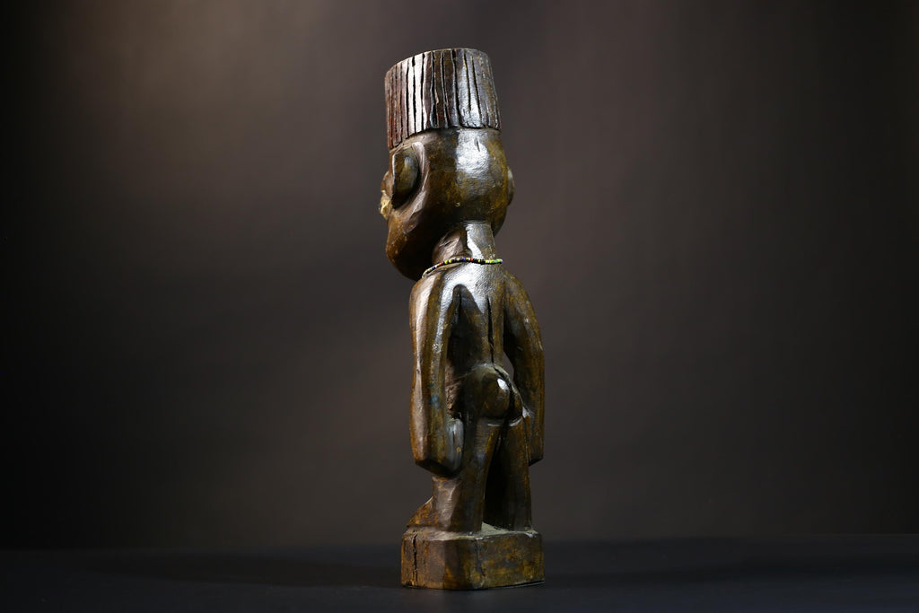 African Yoruba Figure | Authentic Art from Nigeria | Abeokuta Region Craft | Unique Tribal Home Decor | Handcrafted Sculpture-G4728