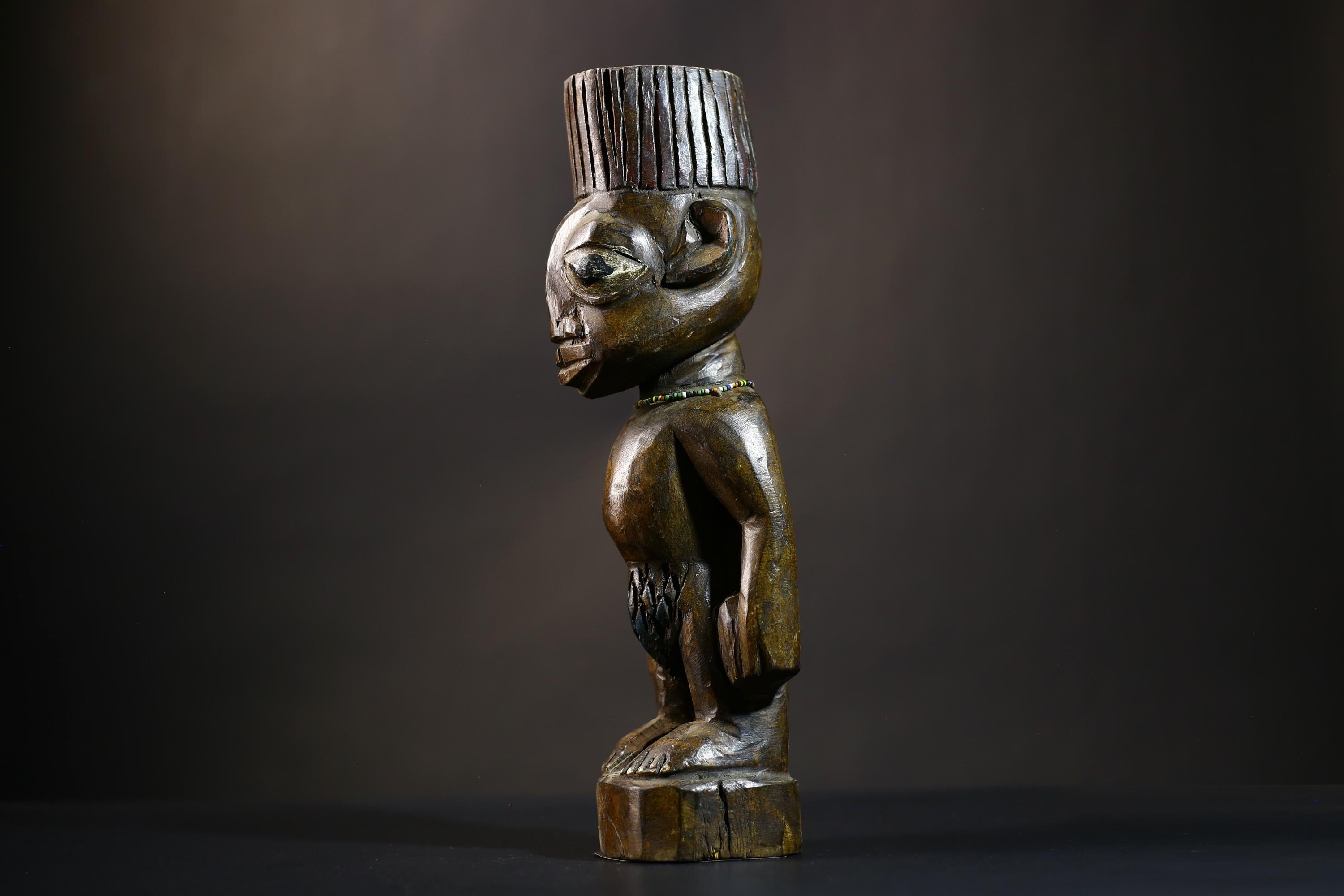 African Yoruba Figure | Authentic Art from Nigeria | Abeokuta Region Craft | Unique Tribal Home Decor | Handcrafted Sculpture-G4728