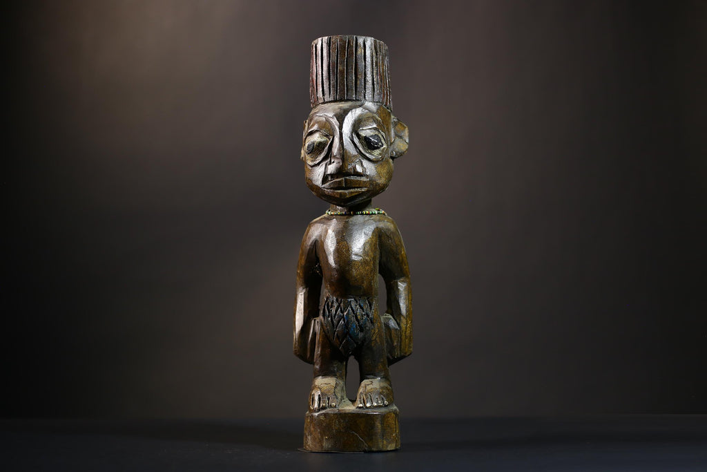 African Yoruba Figure | Authentic Art from Nigeria | Abeokuta Region Craft | Unique Tribal Home Decor | Handcrafted Sculpture-G4728