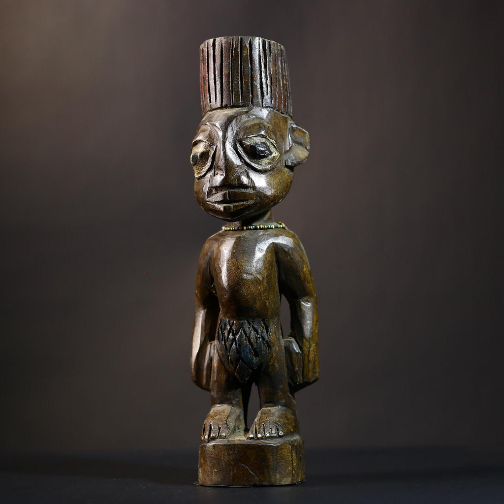 African Yoruba Figure | Authentic Art from Nigeria | Abeokuta Region Craft | Unique Tribal Home Decor | Handcrafted Sculpture-G4728