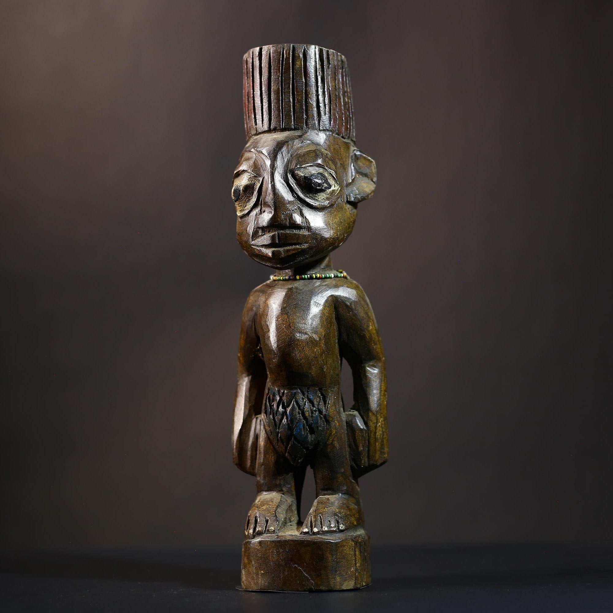 African Yoruba Figure | Authentic Art from Nigeria | Abeokuta Region Craft | Unique Tribal Home Decor | Handcrafted Sculpture-G4728