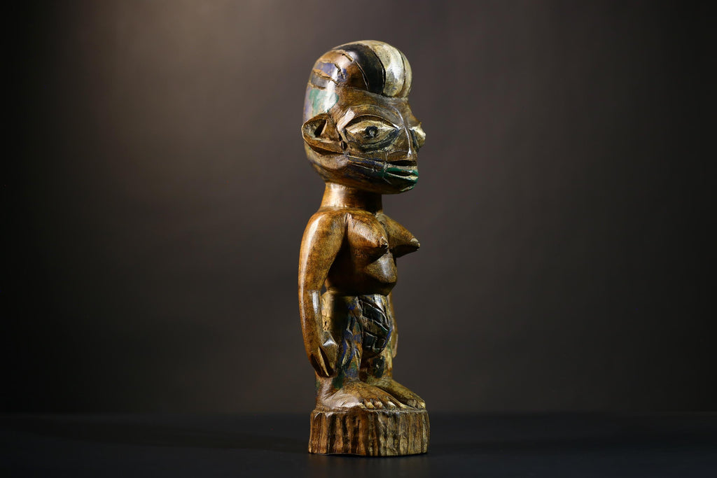 African Wooden Twin Sculptures | Handcrafted Yoruba Art | Male Figure Decor | Nigerian Cultural Statues | Home Decor Figurines -G4727