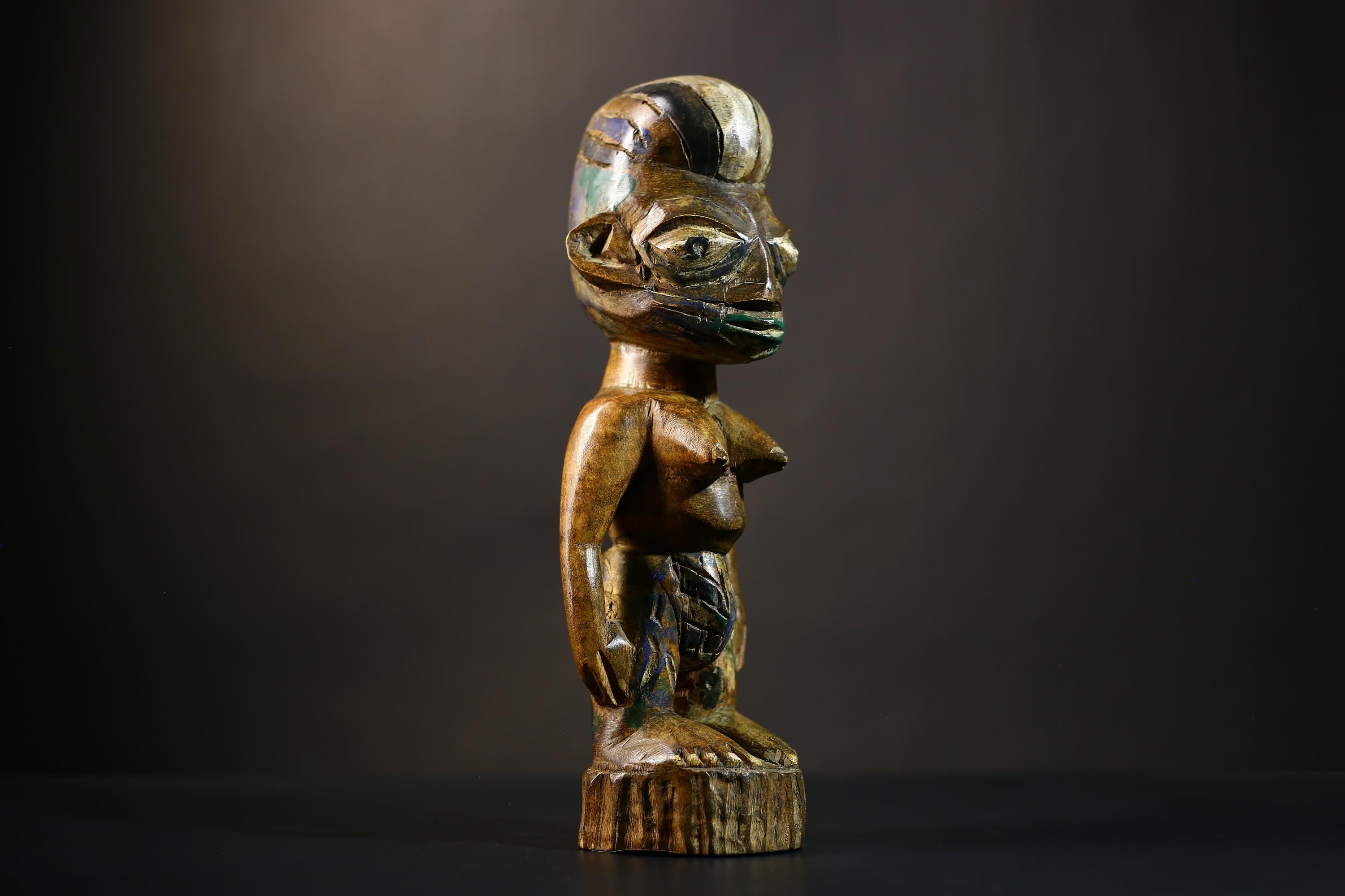 African Wooden Twin Sculptures | Handcrafted Yoruba Art | Male Figure Decor | Nigerian Cultural Statues | Home Decor Figurines -G4727
