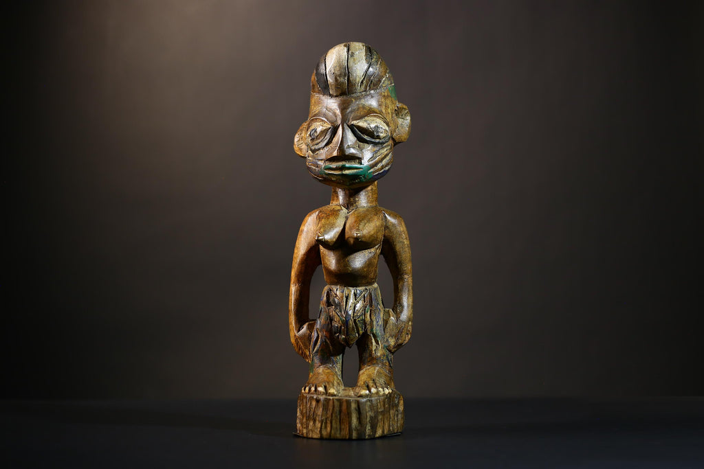 African Wooden Twin Sculptures | Handcrafted Yoruba Art | Male Figure Decor | Nigerian Cultural Statues | Home Decor Figurines -G4727
