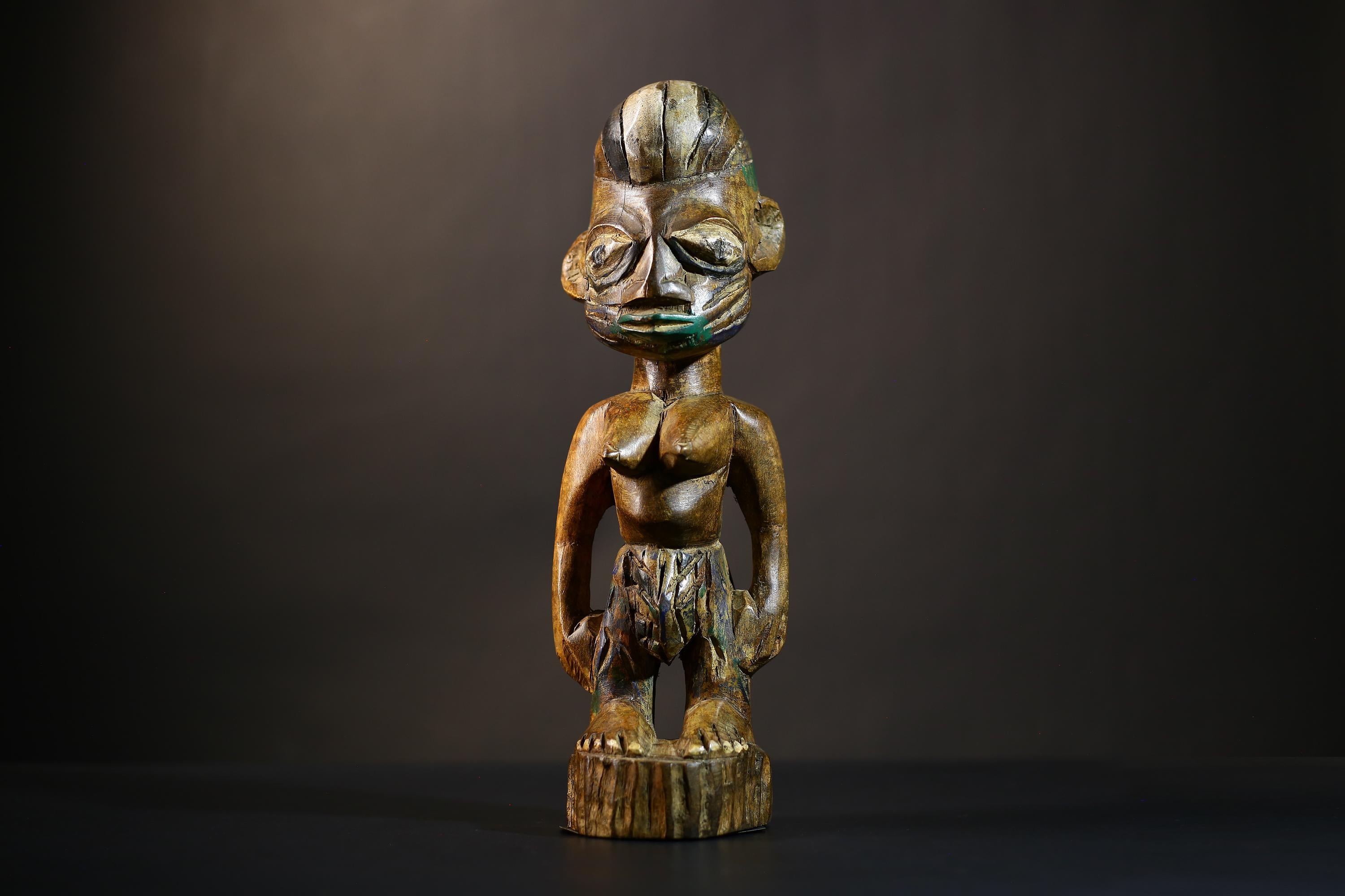African Wooden Twin Sculptures | Handcrafted Yoruba Art | Male Figure Decor | Nigerian Cultural Statues | Home Decor Figurines -G4727