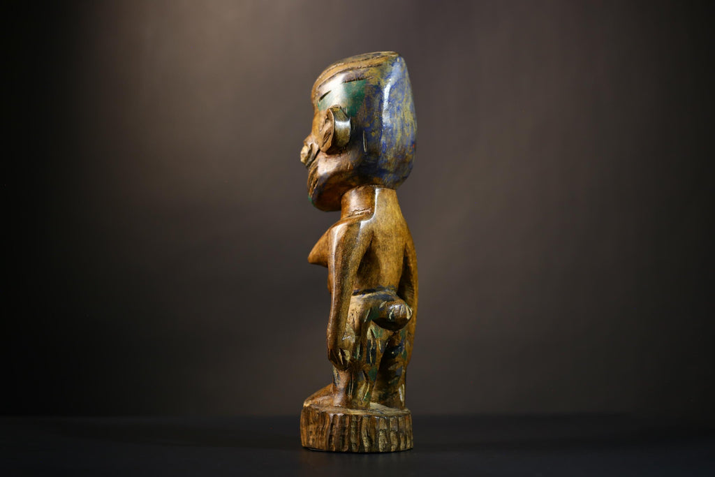 African Wooden Twin Sculptures | Handcrafted Yoruba Art | Male Figure Decor | Nigerian Cultural Statues | Home Decor Figurines -G4727