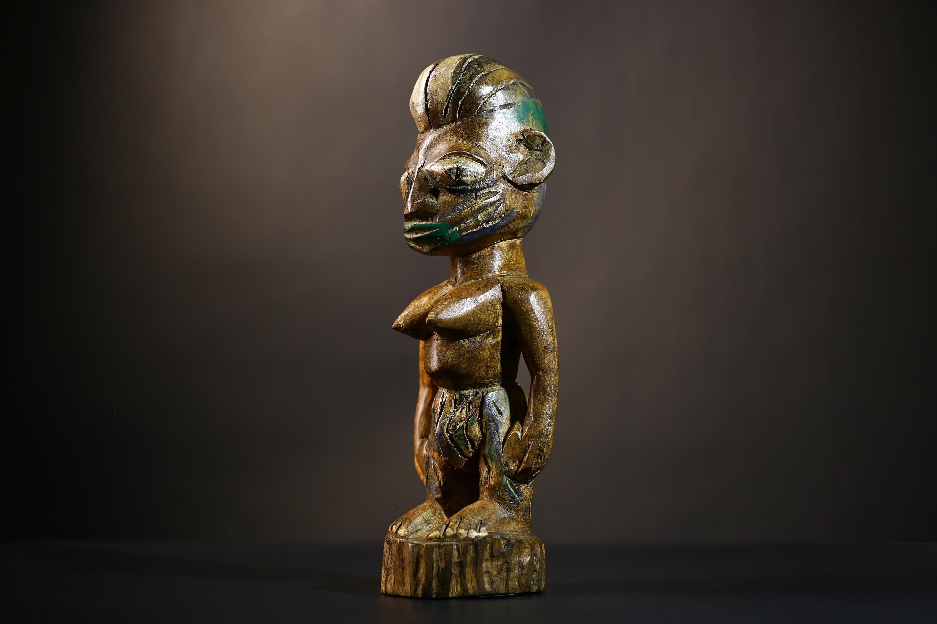 African Wooden Twin Sculptures | Handcrafted Yoruba Art | Male Figure Decor | Nigerian Cultural Statues | Home Decor Figurines -G4727