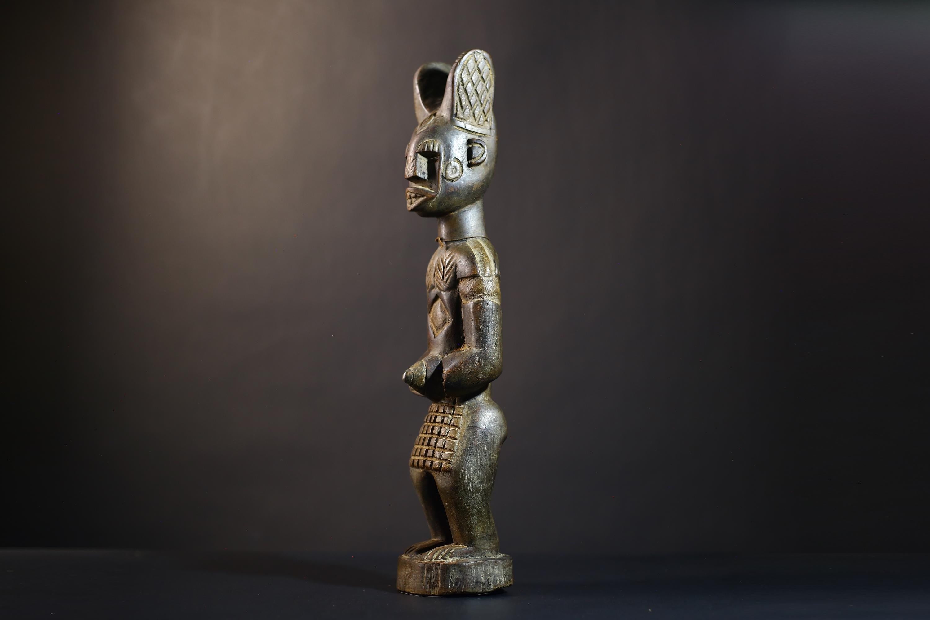 African Luba Tribal Figure | DRC Congo Wooden Statue | Ceremonial Sculpture | Unique Art Piece | Cultural Heritage Decor-G4755