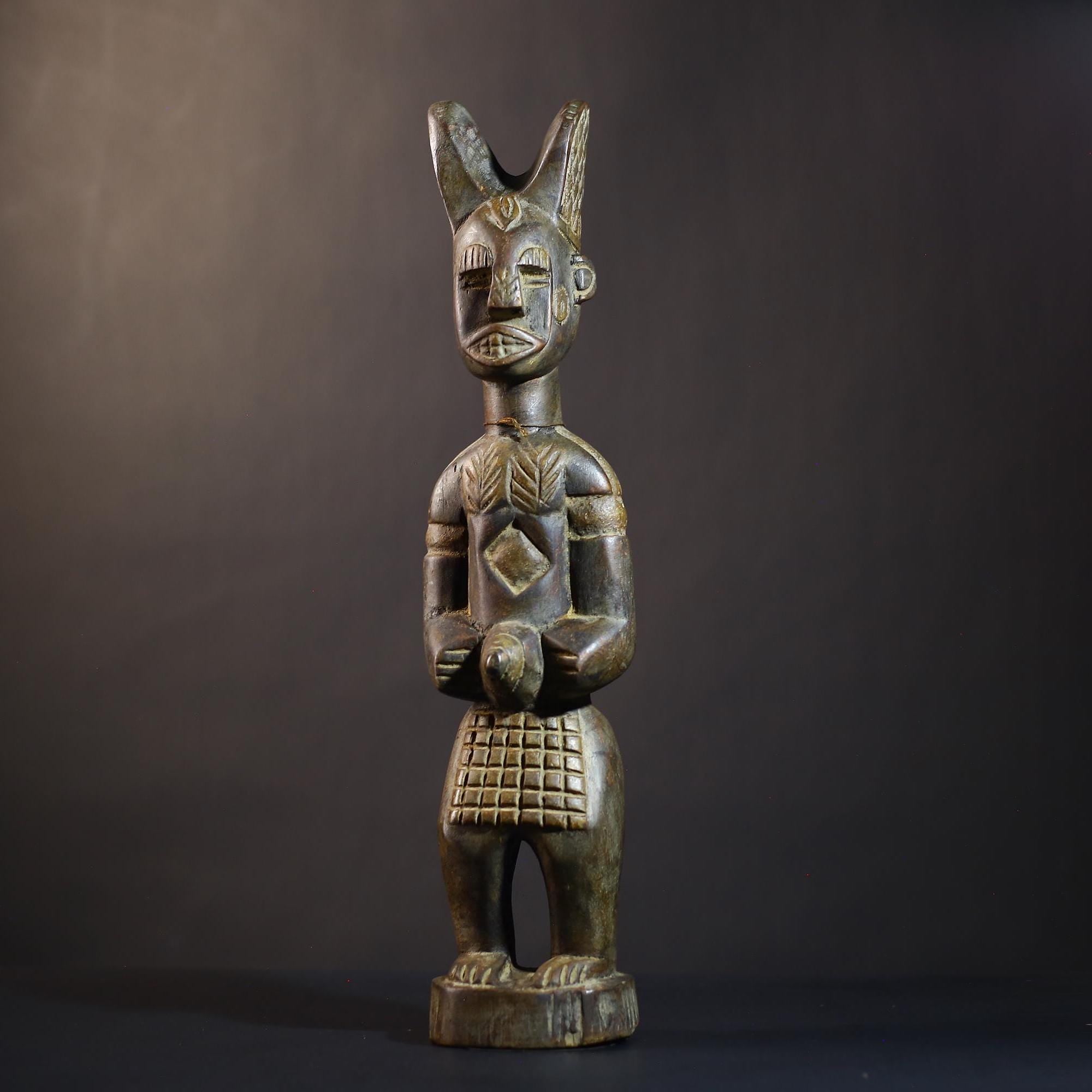 African Luba Tribal Figure | DRC Congo Wooden Statue | Ceremonial Sculpture | Unique Art Piece | Cultural Heritage Decor-G4755