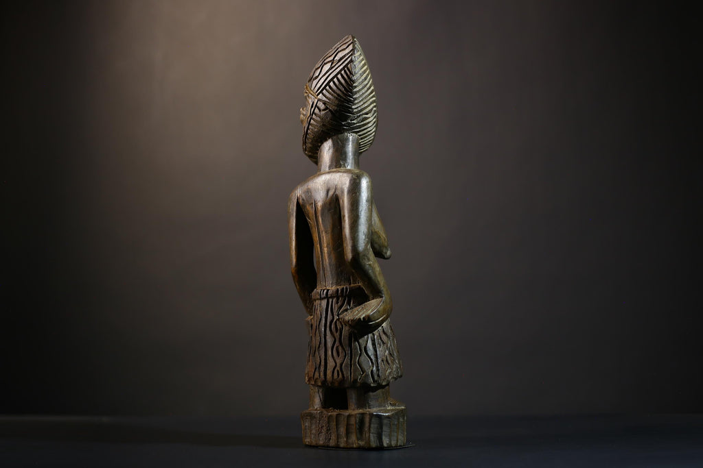 African Luba Female Figure | Congolese Art Sculpture | Ethnographic Decoration | Unique Handcrafted Collectible | Home Accent-G4751