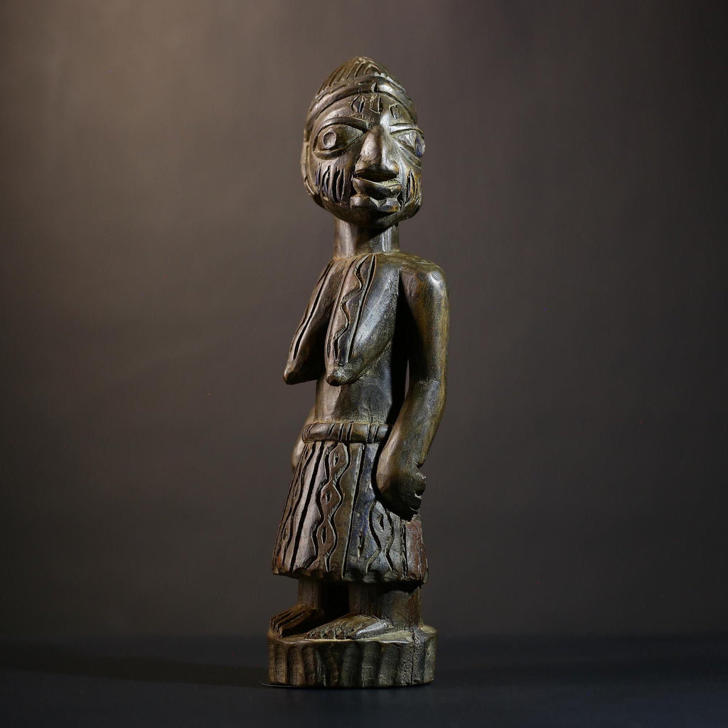 African Luba Female Figure | Congolese Art Sculpture | Ethnographic Decoration | Unique Handcrafted Collectible | Home Accent-G4751