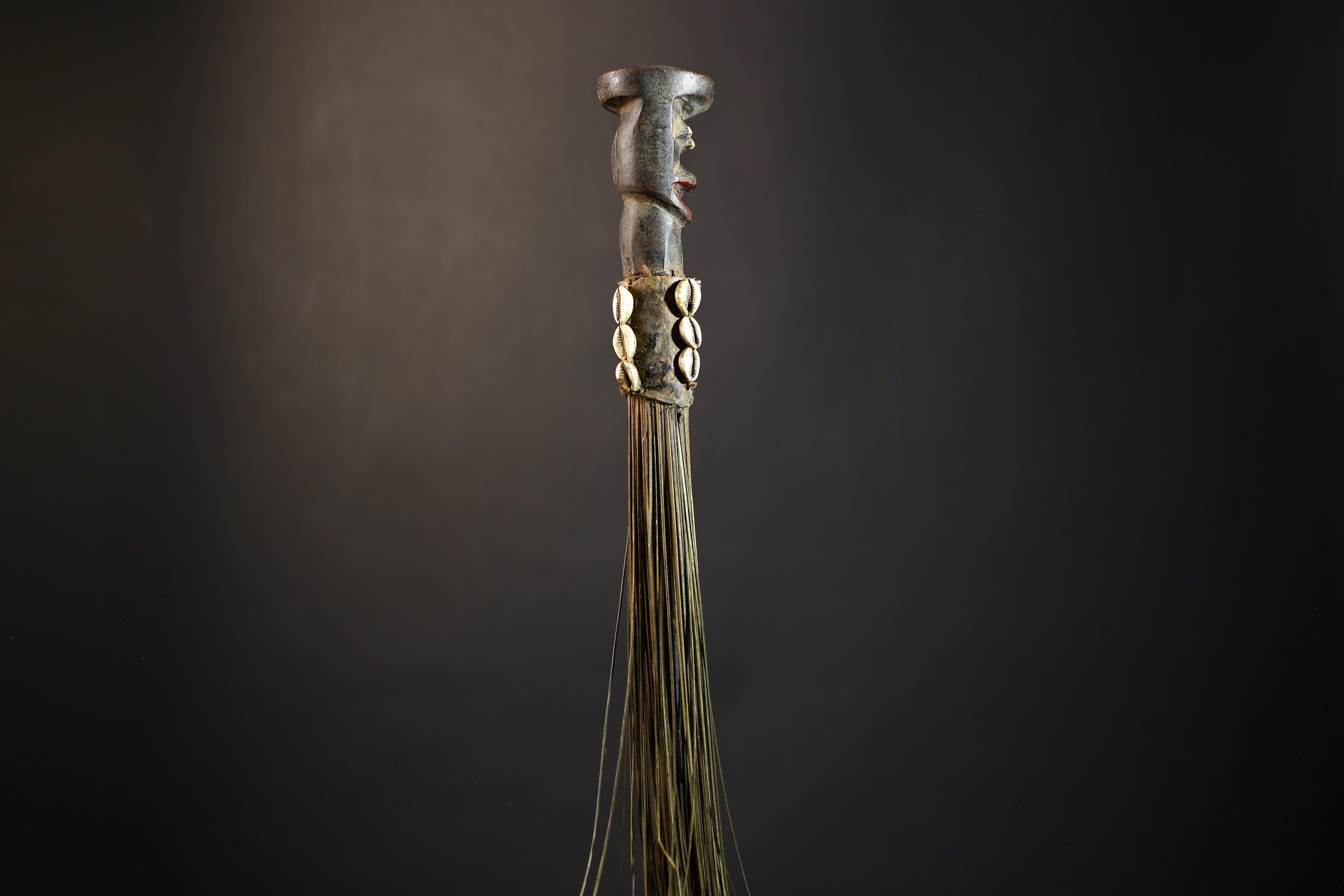 African Yoruba Figure | Flywhisk Artifact | Unique Nigerian Art | Ethnographic Home Decor | Traditional Cultural Accent-G4750