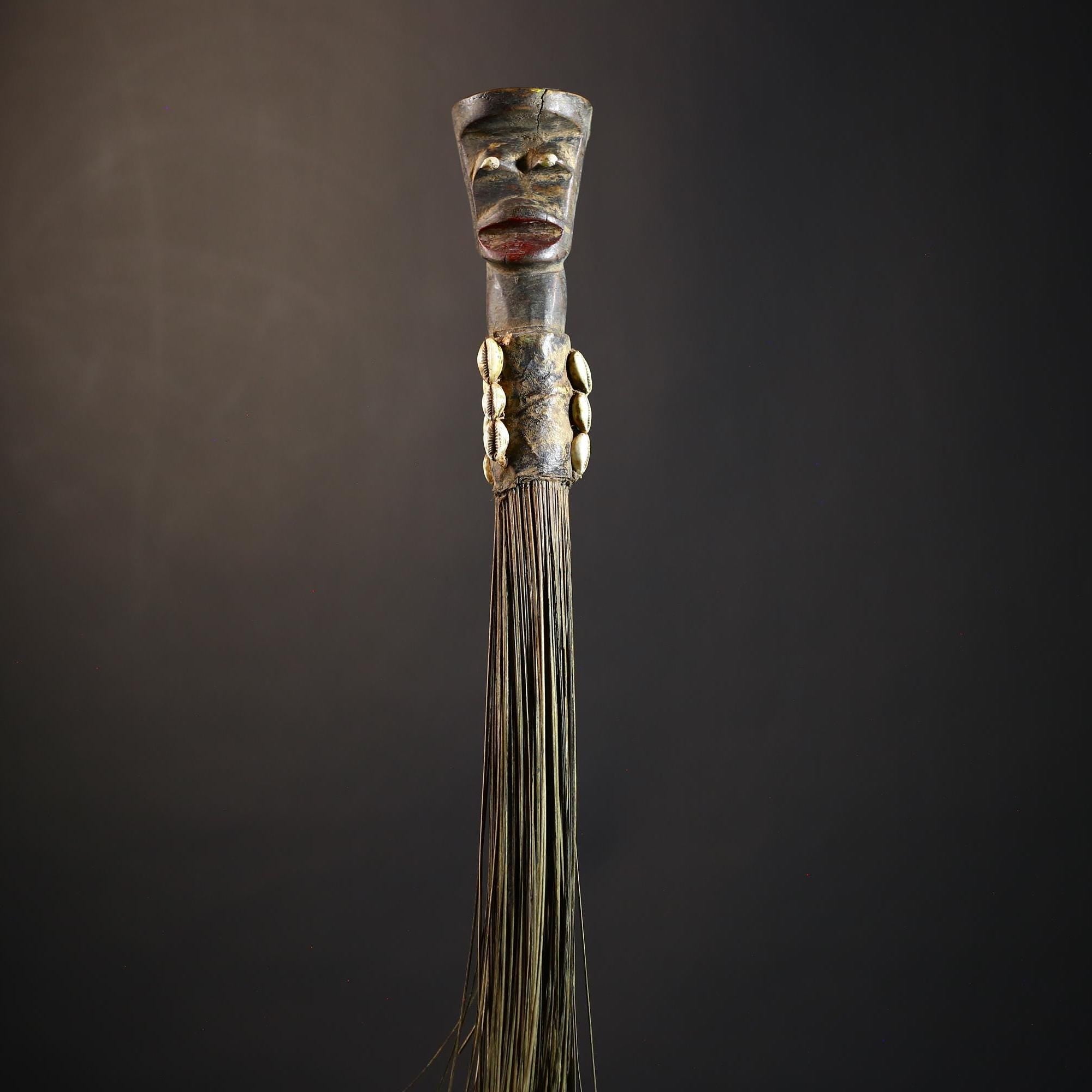African Yoruba Figure | Flywhisk Artifact | Unique Nigerian Art | Ethnographic Home Decor | Traditional Cultural Accent-G4750