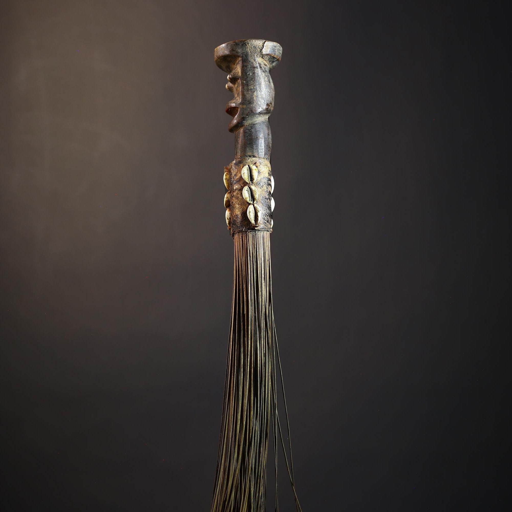 African Yoruba Figure | Flywhisk Artifact | Unique Nigerian Art | Ethnographic Home Decor | Traditional Cultural Accent-G4750