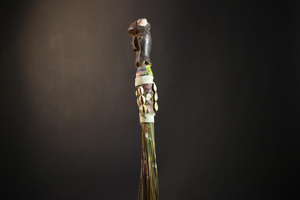 African Yoruba Flywhisk Nigeria Vintage Tribal Ceremonial Figure Handle | Traditional Art | Ritual Object | Cultural Artifact-G4749
