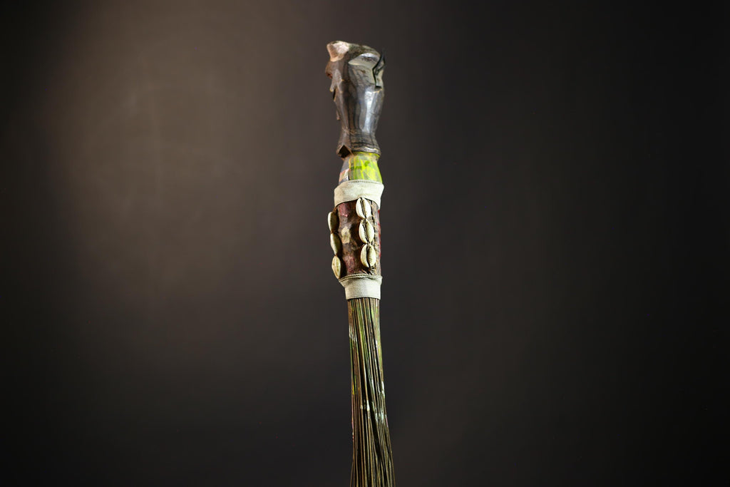 African Yoruba Flywhisk Nigeria Vintage Tribal Ceremonial Figure Handle | Traditional Art | Ritual Object | Cultural Artifact-G4749