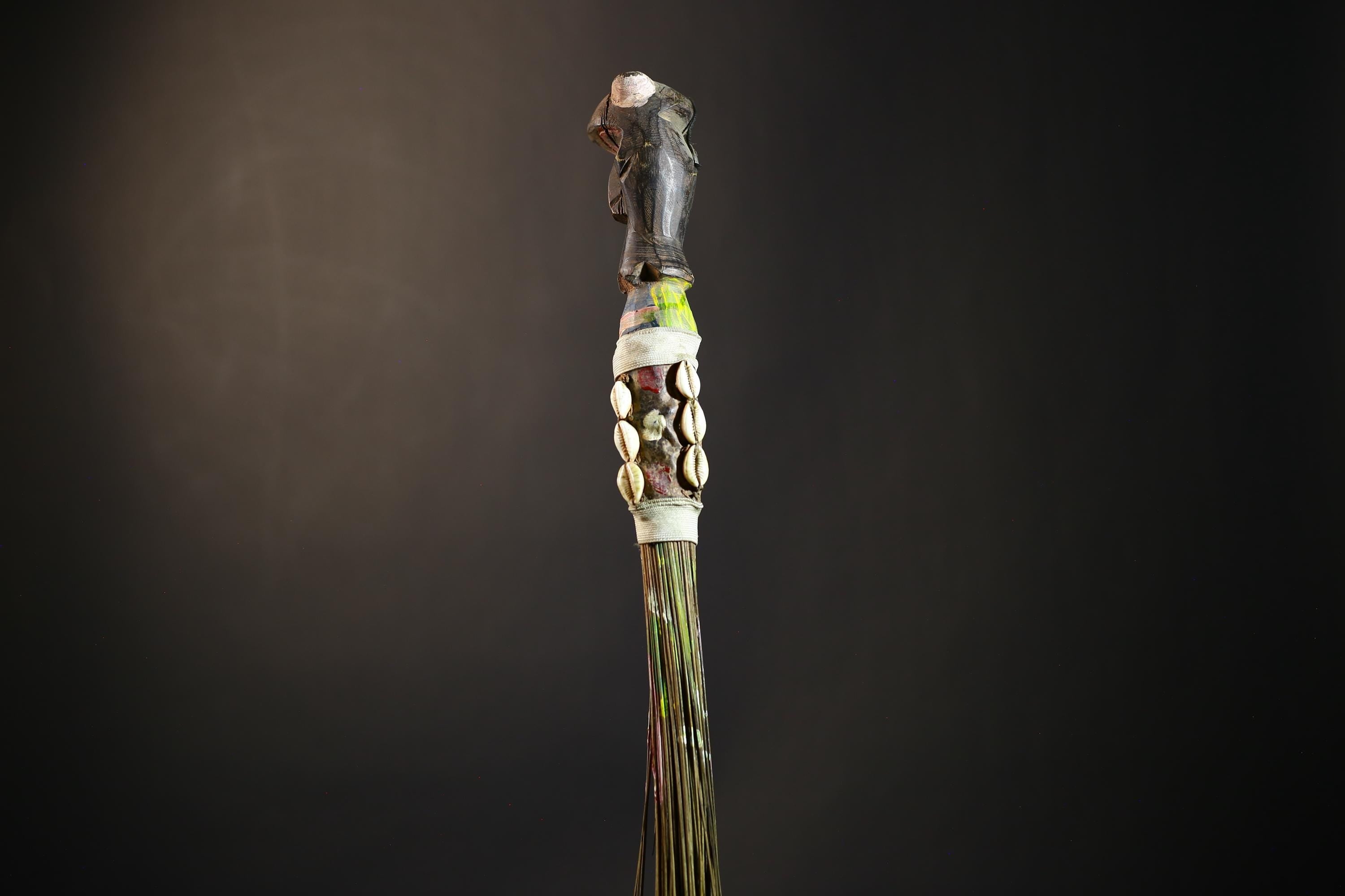African Yoruba Flywhisk Nigeria Vintage Tribal Ceremonial Figure Handle | Traditional Art | Ritual Object | Cultural Artifact-G4749