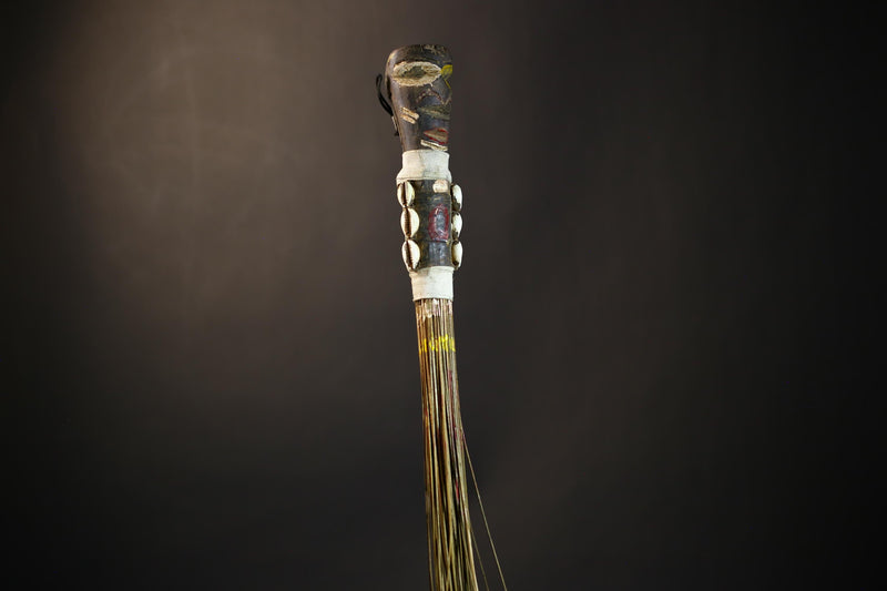 African Yoruba Flywhisk | Handmade Nigerian Tribal Art | Unique Ceremonial Ritual Item | Authentic Artisan Craft-G4747