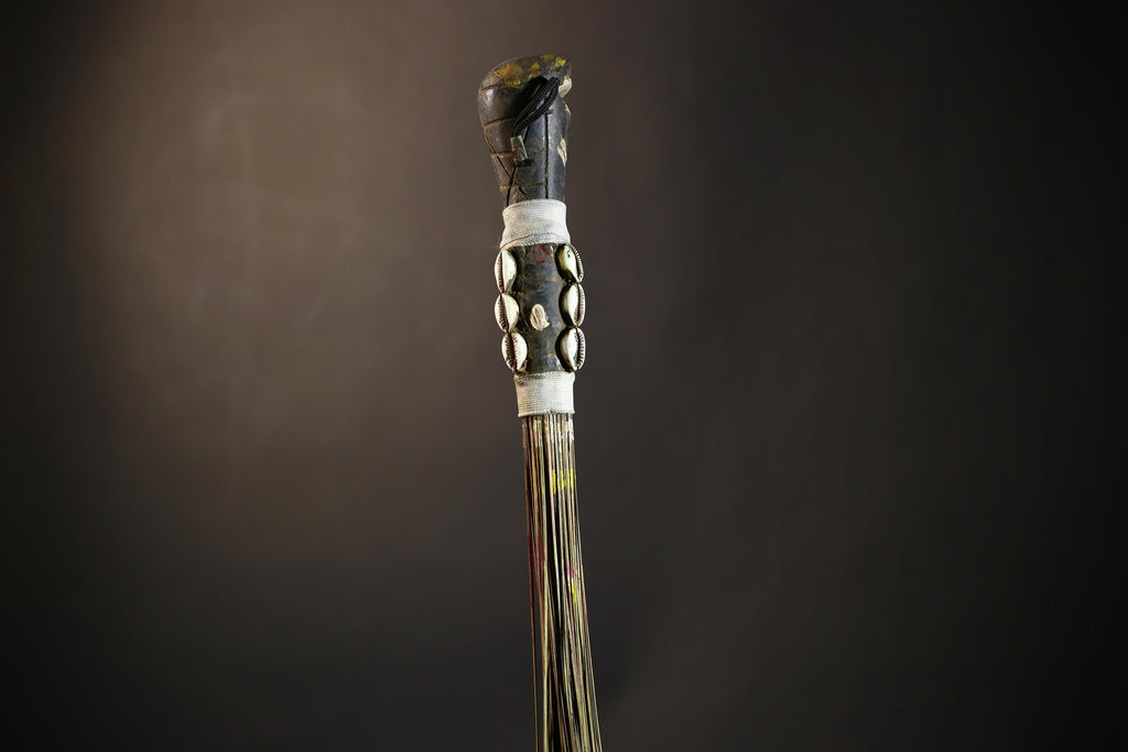 African Yoruba Flywhisk | Handmade Nigerian Tribal Art | Unique Ceremonial Ritual Item | Authentic Artisan Craft-G4747