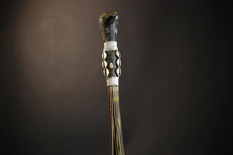African Yoruba Flywhisk | Handmade Nigerian Tribal Art | Unique Ceremonial Ritual Item | Authentic Artisan Craft-G4747