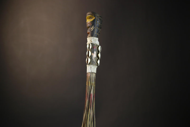 African Yoruba Flywhisk | Handmade Nigerian Tribal Art | Unique Ceremonial Ritual Item | Authentic Artisan Craft-G4747