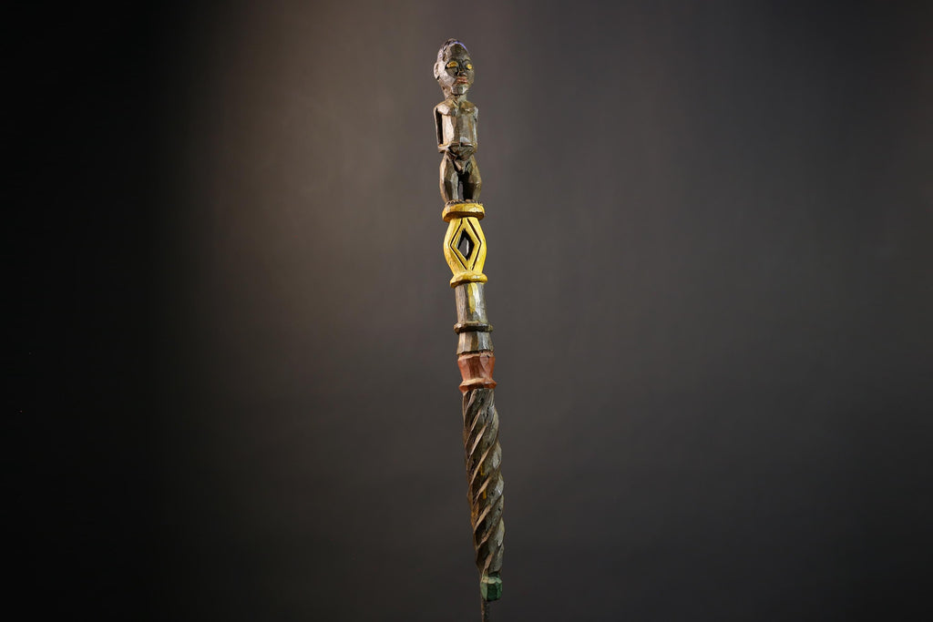 African Walking Stick Figurine Unique Hand-Carved Art | Collectible Decor | Handmade Cultural Accent for Home Decor-G4766