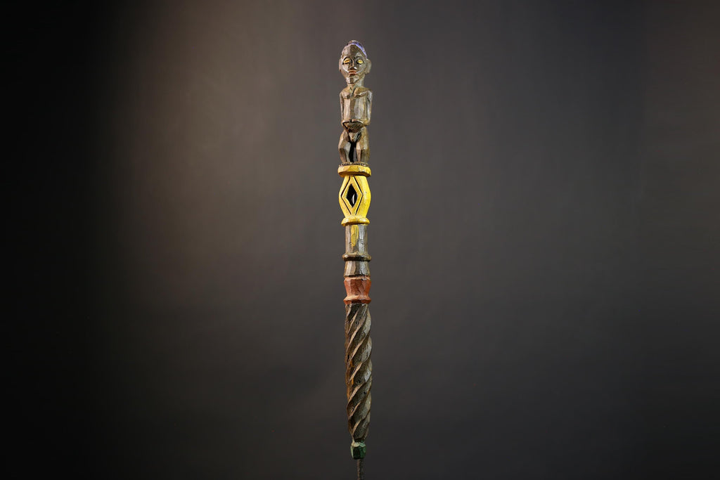 African Walking Stick Figurine Unique Hand-Carved Art | Collectible Decor | Handmade Cultural Accent for Home Decor-G4766