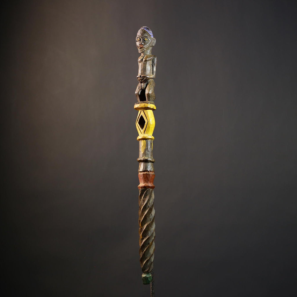 African Walking Stick Figurine Unique Hand-Carved Art | Collectible Decor | Handmade Cultural Accent for Home Decor-G4766