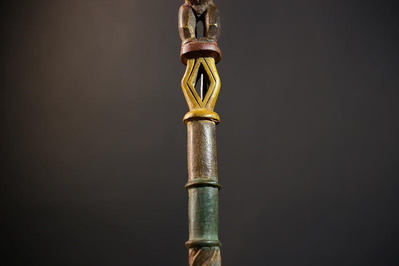 African Walking Stick Figurine Unique Hand-Carved Art | Collectible Decor | Handmade Cultural Accent for Home Decor-G4765