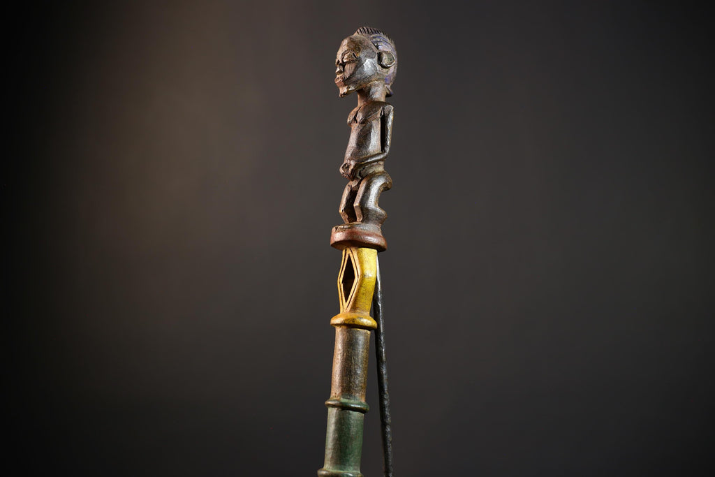 African Walking Stick Figurine Unique Hand-Carved Art | Collectible Decor | Handmade Cultural Accent for Home Decor-G4765