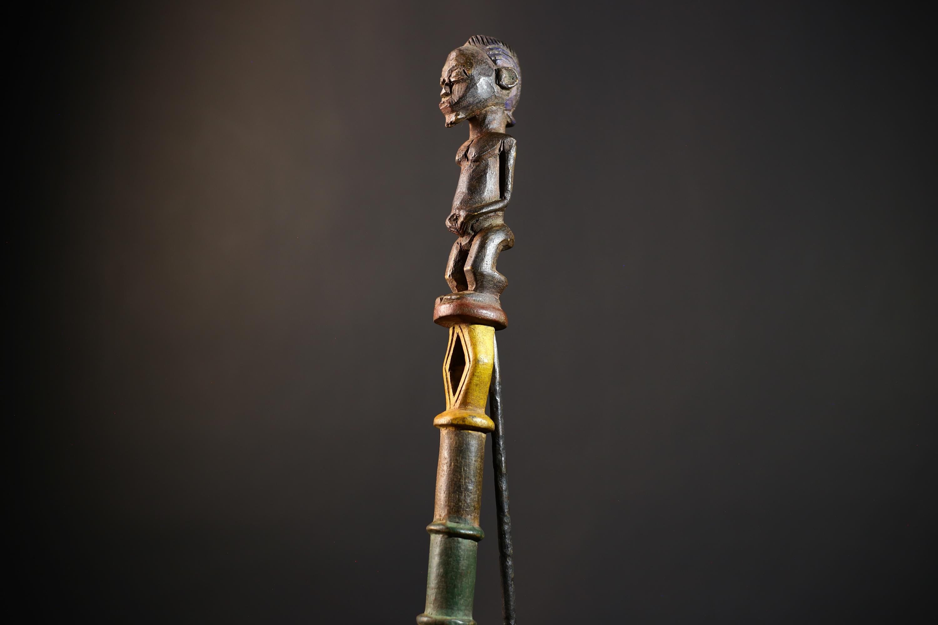 African Walking Stick Figurine Unique Hand-Carved Art | Collectible Decor | Handmade Cultural Accent for Home Decor-G4765