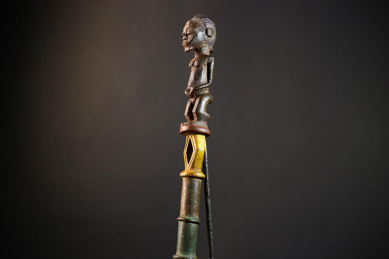 African Walking Stick Figurine Unique Hand-Carved Art | Collectible Decor | Handmade Cultural Accent for Home Decor-G4765